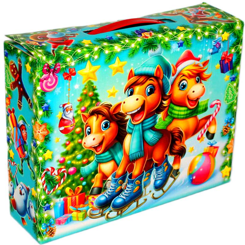 Детский новогодний подарок в картонной упаковке весом 1000 грамм